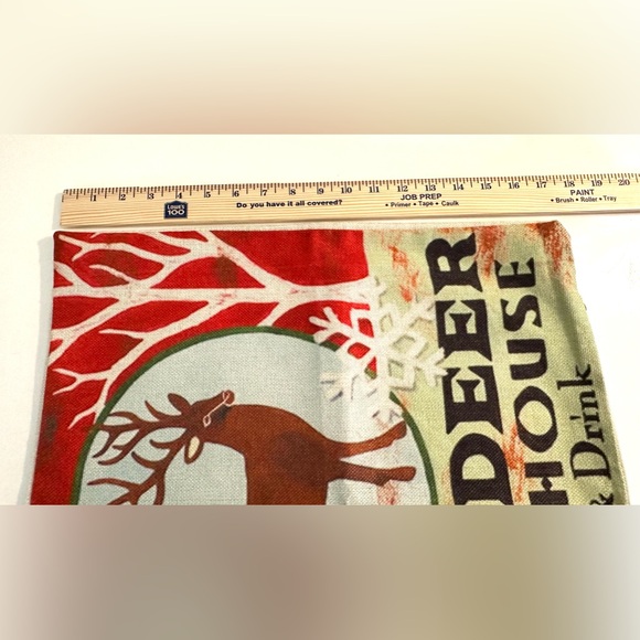 New REINDEER ROADHOUSE Pillow Case Cover Red Ivory Green Christmas Holiday Decor - Picture 5 of 7